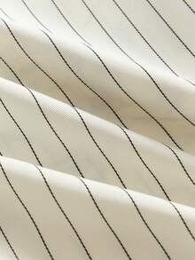 EASEVO Men's New Fashion Striped & Letter Print Button Front Short Sleeve Shirt