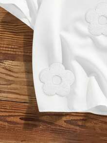 Manfinity Joysei Standard Size Men's Fashion Floral 3D Embroidered White Loose Short Shirt - White - View 4