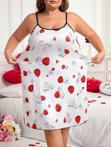 SHEIN CURVE+ CURVE PLUS /Saint-Valentin/Robe cami imprimée de lettres décontractée pour femmes grandes tailles, convient pour la Saint-Valentin - Blanc - Voir 7
