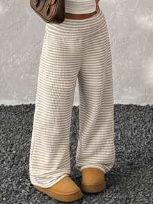 Coolane Kids Tween Girls Fall/Winter,Streetwear Striped Minimalist Low Waist Pants, Casual For Daily Wear,Christmas,New Year ,Thanksgiving