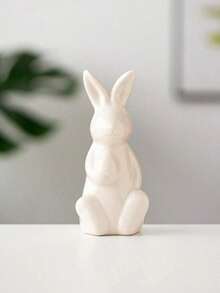 1pc White Ceramic Rabbit Figurine, Suitable For Desk, Home Decor, Office, Bookshelf, TV Stand, Available In Multiple Sizes - White - View 16