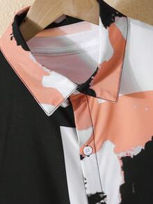 SHEIN 2pcs Tween Boys' Summer Casual Printed Shirt & Shorts Set - Orange - View 7