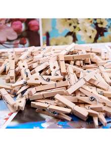 50/100 piezas de pinzas de fotos de madera, pinzas de memo de madera de colores, decoración de pared DIY para dormitorio, hogar, boda, fiesta de cumpleaños, 2,5 cm - Multicolor - Ver 10