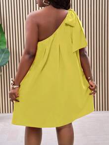 Slaydiva Đầm nữ cỡ lớn màu đỏ trơn, kiểu dáng tối giản, thích hợp mặc hàng ngày. - Màu vàng ngỗng - Xem 3