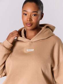 MUSERA Sudadera con capucha con parche de logo oversize, básicos casuales y cómodos para la primavera - Caqui - Ver 3