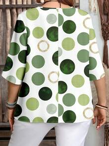 EMERY ROSE Plus Size Textured Polka Dot Print Casual Shirt, Suitable For Summer Spring,Vacation - Multicolor - View 2