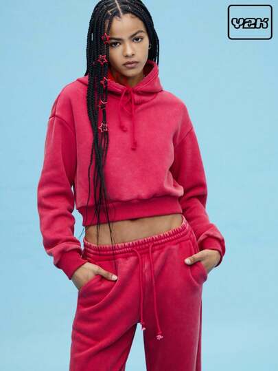 COUREZ Y2K复古短款纯色连帽衫