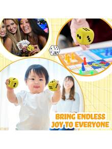 Large 3.8-8cm Foam Dice, Perfect For Party Games, Birthdays, Halloween, And Christmas (Yellow). - Yellow - View 6
