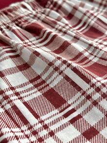 SHEIN Plaid Pajama Set – Cozy Red Short Sleeve Top & Checked Pants, Loungewear, Cute - Red - View 5