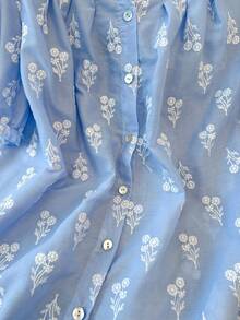 GlowEve CURVE 大码天蓝色3D刺绣短袖衬衫 - 藍色 - 查看 6