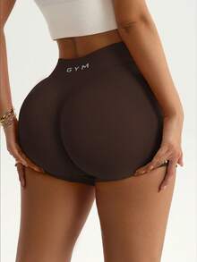 Easithlete 1 chiếc quần đùi thể thao cạp chun màu cà phê đậm, chất liệu dệt kim liền mạch, độ co giãn cao, thoải mái, thích hợp cho yoga, thể dục và các hoạt động ngoài trời. - Nhiều màu - Xem 5