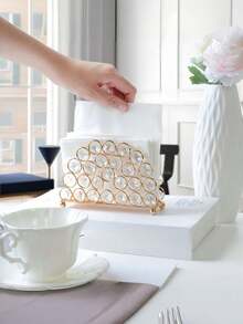 1pc Modern Metal And Crystal Tissue Box - Elegant Tissue Storage Box Metal High-End Luxury Tissue Napkin Holder, Tissue Storage Box For Bathroom Living Room Bedroom, Suitable For Home Centerpieces, Living Room Dining Table Desktop Tissue Box, Thanksgiving, Valentine's Day Home Decoration Perfect Gift - Multicolor - View 10