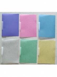 1 pieza Carpeta de archivo de color jade falso, carpeta de información A4 con clip de barra de tracción y clip oscilante de PP, útiles escolares - Multicolor - Ver 4