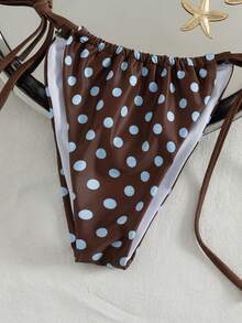 Swim Mod 夏季度假撞色波点印花挂脖系带两件套比基尼 - 彩色 - 查看 5