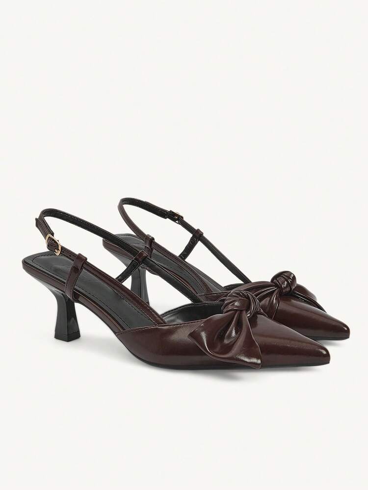 CUCCOO CHICEST Women's Pointed Toe Bowknot Design Leather High Heel Pumps, Sexy Elegant Formal Dress Shoes For Party, Afternoon Tea, Evening Gala, Versatile Outfit Wedding Shoes Spring Shoes Bride Shoes