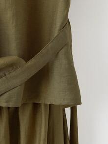 SHEIN Franclia Franclia Women's Fashionable, Elegant And Lightweight Linen Dress - Green - View 5
