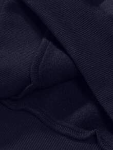 PAVTROS 男士街头风流行INS风二合一抽绳腰拉链下摆自由刺绣户外音乐节夜店男友/老公礼物周年纪念礼物浅灰色连帽衫和裤子套装 - 藏蓝色 - 查看 6