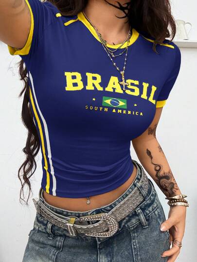 Coolane Top feminino de verão estilo streetwear, com estampa de letras, design moderno de camisa de basquete, branco, para o Brasil.