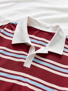 AXEPEAK Men's Striped Long Sleeve Casual Half-Placket Polo Shirt, Versatile - Multicolor - View 3