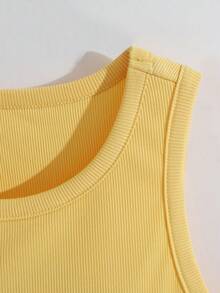 GlowEve 女士无袖露脐上衣和柠檬叶印花半裙两件套，优雅休闲度假装 - 彩色 - 查看 3