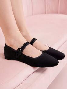 CUCCOO DOLLMOD Giày bệt nữ màu đỏ dễ thương, kiểu dáng tối giản, thoải mái cho mặc hàng ngày. - Than chì đen - Xem 2