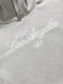 AXEPEAK Sudadera con capucha de forro polar casual con bordado de letras para hombres, otoño - Albaricoque - Ver 4