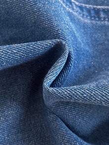 女童纯色休闲牛仔外套 - 中等水洗藍 - 查看 5