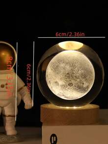 1 pieza/2 piezas Bola de cristal de luna como regalo, Estatua de luna 3D de bola de cristal, Bola de cristal de luna de 60 mm (2.36 in), Bola de cristal como regalo, Mamá, Esposa, Novia, Decoración del hogar y oficina, Cumpleaños - Multicolor - Ver 2