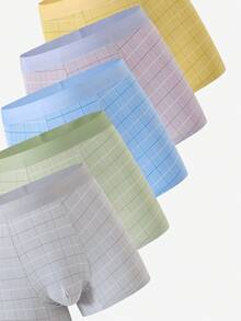 5 Pack Teen Boys Boxer Briefs,Pastel Plaid Trunks With Supportive Pouch,Breathable Stretch Waistband Multi Color Seamless Feel Underwear For Sport - Multicolor - View 4
