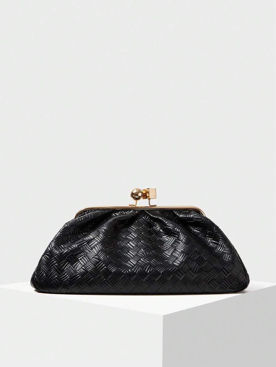 MOTF PREMIUM PLAID KISSLOCK CLUTCH - Black - View 1