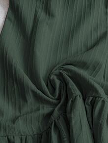 EMERY ROSE Women's Summer Woven Backless Tie Strap Sleeveless A-Line Ruffle Hem Casual Mini Dress - Green - View 6