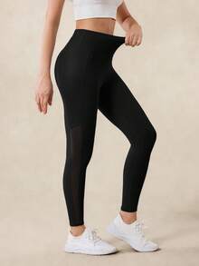 OutZeal 女士收腹高腰网眼侧口袋运动紧身裤健身房锻炼跑步 - 黑色 - 查看 7