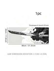 1pc Extra Large Samurai Sword Non-Slip Mouse Pad, Washable Gaming Desk Mat, Big Size Keyboard Pad, Gift Mouse Pad, Desk Protector, Study Pad, Multiple Sizes Available, Laptop Pad Back To School Gaming Mouse Pad Desk Accessories Office Supplies Office Office Desk Accessories Mousepad Mouse Pad For Desk - Katana - View 2