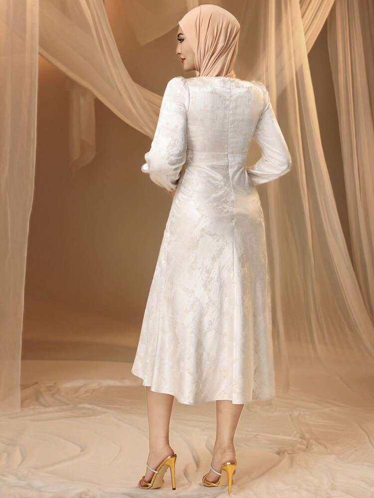 Elegant French Style Long Sleeve Dress, Luxurious Formal Gown For Women