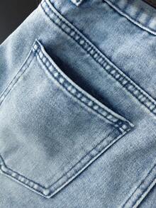 GlowEve 女士休闲水洗蕾丝边牛仔短裤