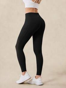 OutZeal 女士收腹高腰网眼侧口袋运动紧身裤健身房锻炼跑步 - 黑色 - 查看 8