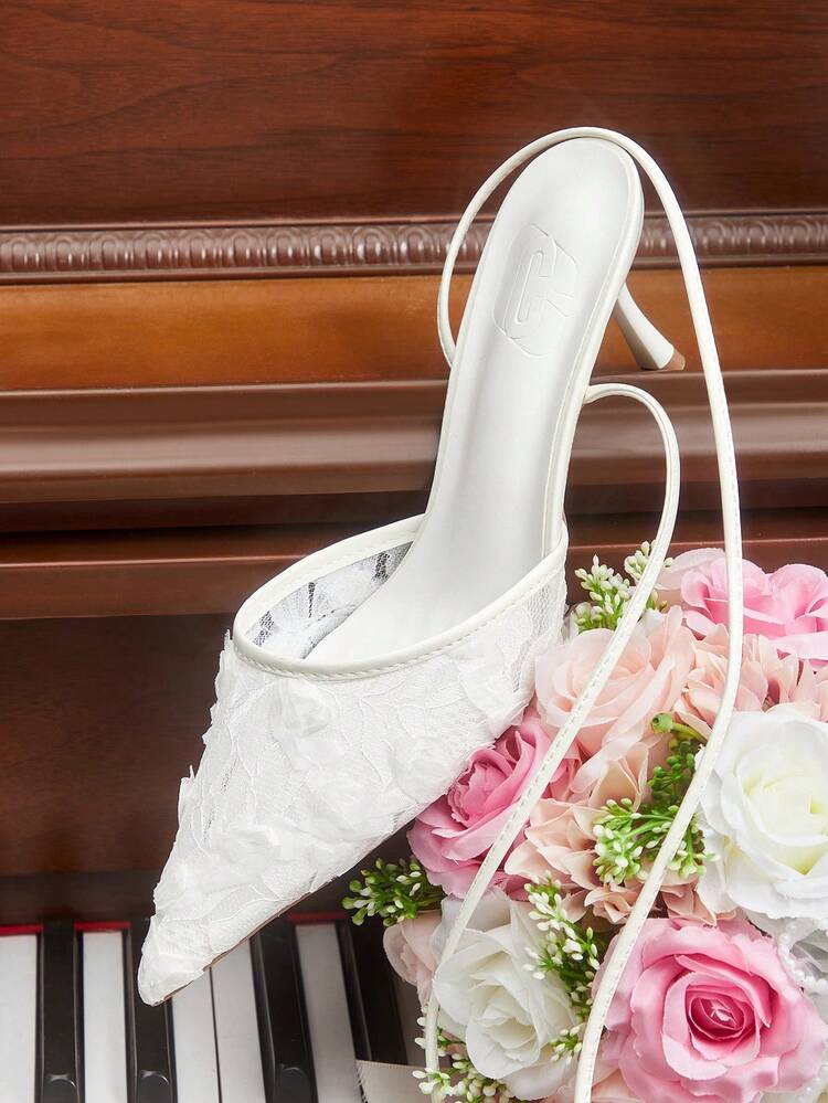 CUCCOO HITCHD Women's Elegant Party 3D Floral Decor Pointed Toe Pumps Valentine's Day