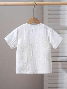 SHEIN 男童字母压纹圆领短袖休闲T恤 - 白色 - 查看 2