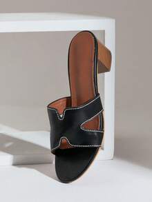 SHUZIA 女士时尚简约高跟凉鞋，适合夏季日常穿着万圣节圣诞节秋冬季 - 黑色 - 查看 6