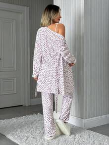 EURMUSE Cotton 3 Pcs Multicolour FLOWER Pattern Homewear Pajama Set - Multicolor - View 2