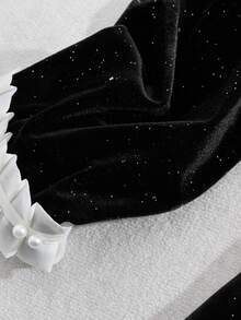 GlowEve CURVE 大码女式长袖串珠蝴蝶结装饰优雅连衣裙 - 黑色 - 查看 6