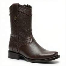 Real Leather Cowboy Boots | El Compadre | Horma Dubai | Lateral Closure - Brown - View 2