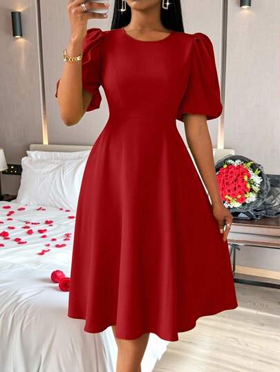 Lunelith SHEIN Lunessa Kvinnors rundhalsade klänning, vårsommar för nyårskläder Maxi-kvinnors outfit