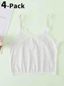 3pcs/Set Girls' Solid Color Camisole, Cotton, Fashion & Versatile, Suitable For Ages 8-12 - Multicolor - View 4