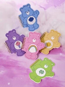 SHEIN X Care Bears 1 pezzo Quaderno a spirale portatile con forma di Orso Allegro dei cartoni animati, 80 pagine 40 fogli bianchi interni, adatto per apprendimento, scrittura, disegno, adatto per studenti e donne - Rosa - Visualizzare 2
