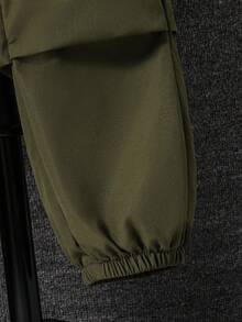 Vacaura Bộ 2 món dành cho thiếu niên nam, áo thun trắng in chữ đơn giản và quần cargo màu xanh rêu, thời trang và phù hợp cho mặc hàng ngày, đi làm, đi chơi, đi học, chơi thể thao. - xanh quân đội - Xem 7