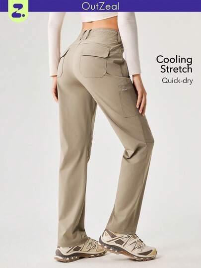 OutZeal Pantalones para mujer para exteriores, senderismo y camping, de nailon elástico con tacto fresco, de ajuste delgado y con múltiples bolsillos, para actividades al aire libre