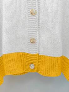 GlowEve 女士撞色设计休闲时尚针织毛衣，冬季 - 白色 - 查看 4