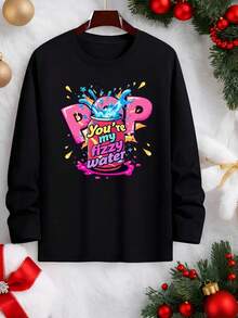 Velminro Men's Slogan & Soda Print Long Sleeve Loungewear Top, Spring/Autumn - Black - View 3