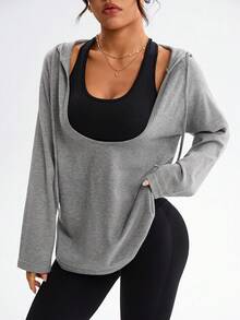 Dewbera Suéter holgado, cómodo y transpirable de manga larga para mujer - Gris - Ver 4